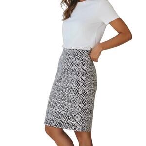 J. Crew Women's The Pencil Skirt 0 Polka Dot Print Brown & White 37532 Stretch